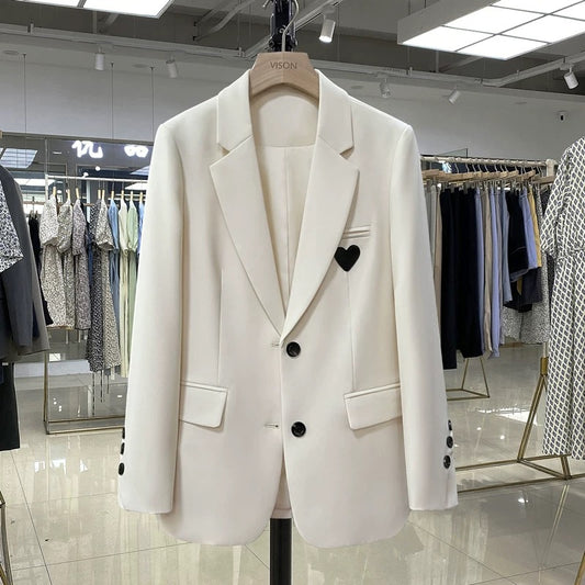 British style retro suit jacket for women in off-white 2025 spring and autumn new temperament tops fashionable casual work clothes