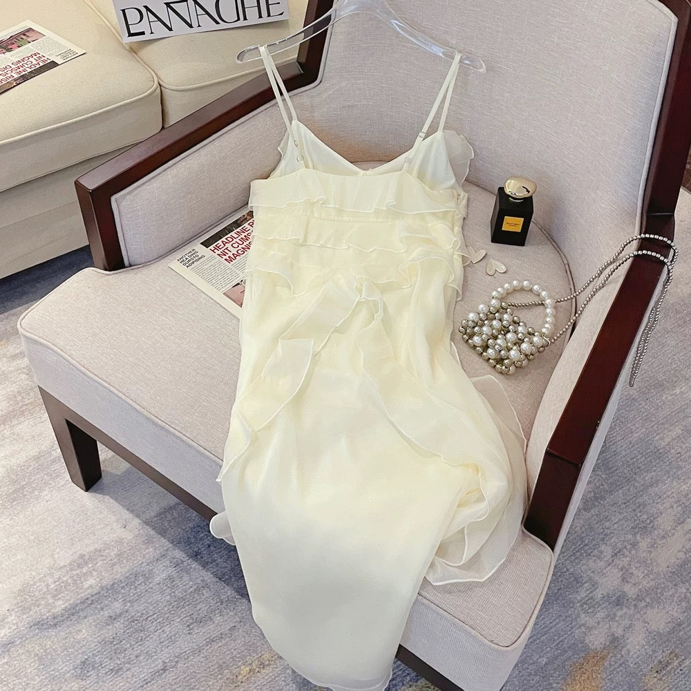 YLSZ customization ~ high-end suspender jumpsuit style French high-end ruffled tea break to show slim temperament, long qun and special trend