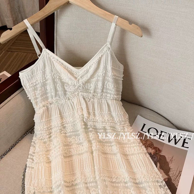 YLSZ customization ~ French tea break suspender jumpsuit qun gentle wind lace cake first love slimming qun summer trend