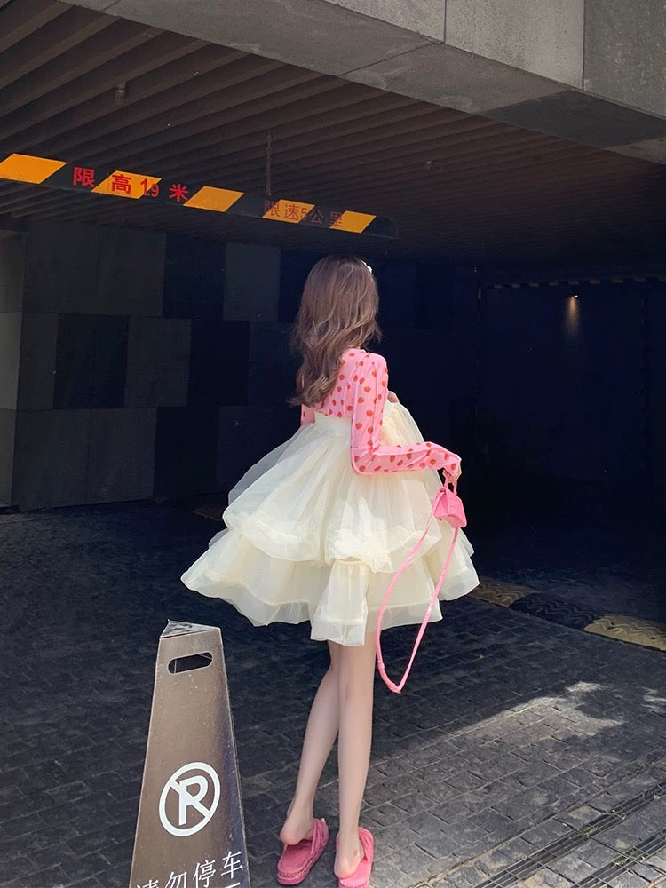 Tongse | Cheese Tube Top Super Fairy Gentle Tube Top Dress for Women 2024 Summer A-Line Puffy Cake Dress