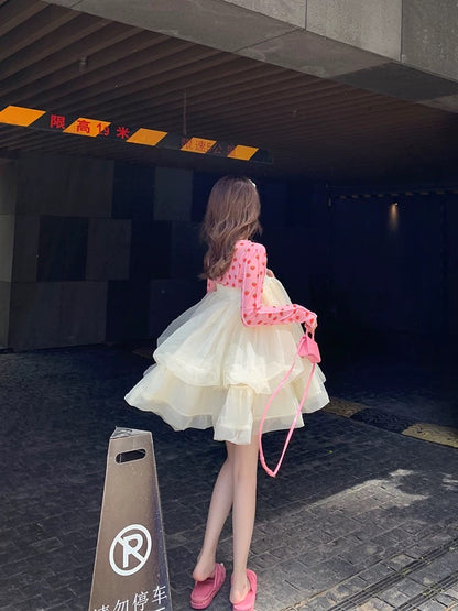 Tongse | Cheese Tube Top Super Fairy Gentle Tube Top Dress for Women 2024 Summer A-Line Puffy Cake Dress