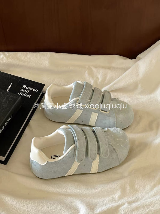 Xiao Lu Qiuqiu 2026 New Summer Velcro German Army-Style Sneakers – Versatile White Shoes for Women (Height-Boosting Design for Petite Figures)