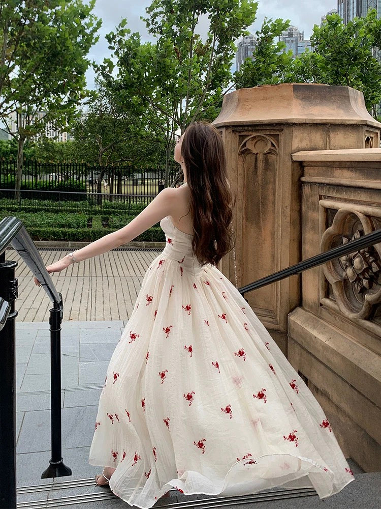 Tongse | Wish Dress Pure Desire Style Halter Dress Jacquard Waist Slimming Backless Deep V-Neck Long Skirt for Women