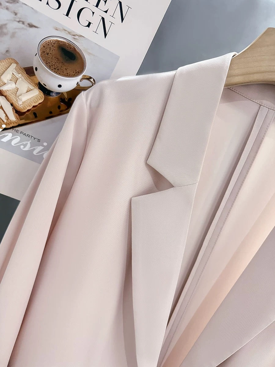 Pink sweet temperament suit jacket women thin summer 2025 new three-quarter sleeve Korean style commuter suit