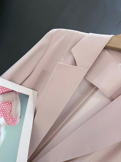 2025 new summer thin nude pink lady temperament suit jacket female three-quarter sleeve small suit top trend