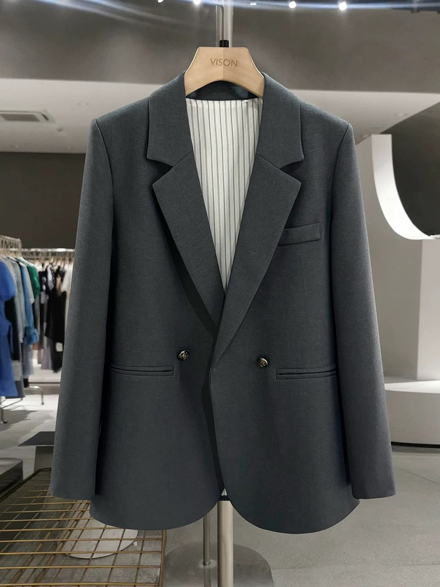 Dark gray fashionable and chic British style suit jacket for women 2025 new spring and autumn high-end fashion suit tops