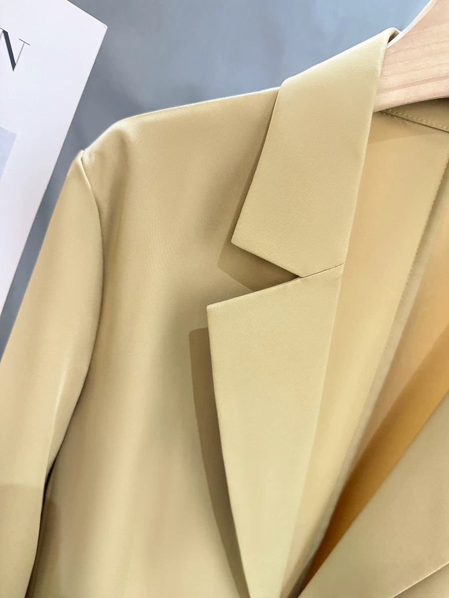 Khaki Thin Professional Suit Jacket Women 2025 Spring and Summer New Style Drape Simple Trendy Small Suit Top