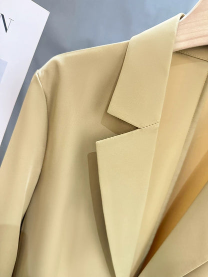 Khaki Thin Professional Suit Jacket Women 2025 Spring and Summer New Style Drape Simple Trendy Small Suit Top