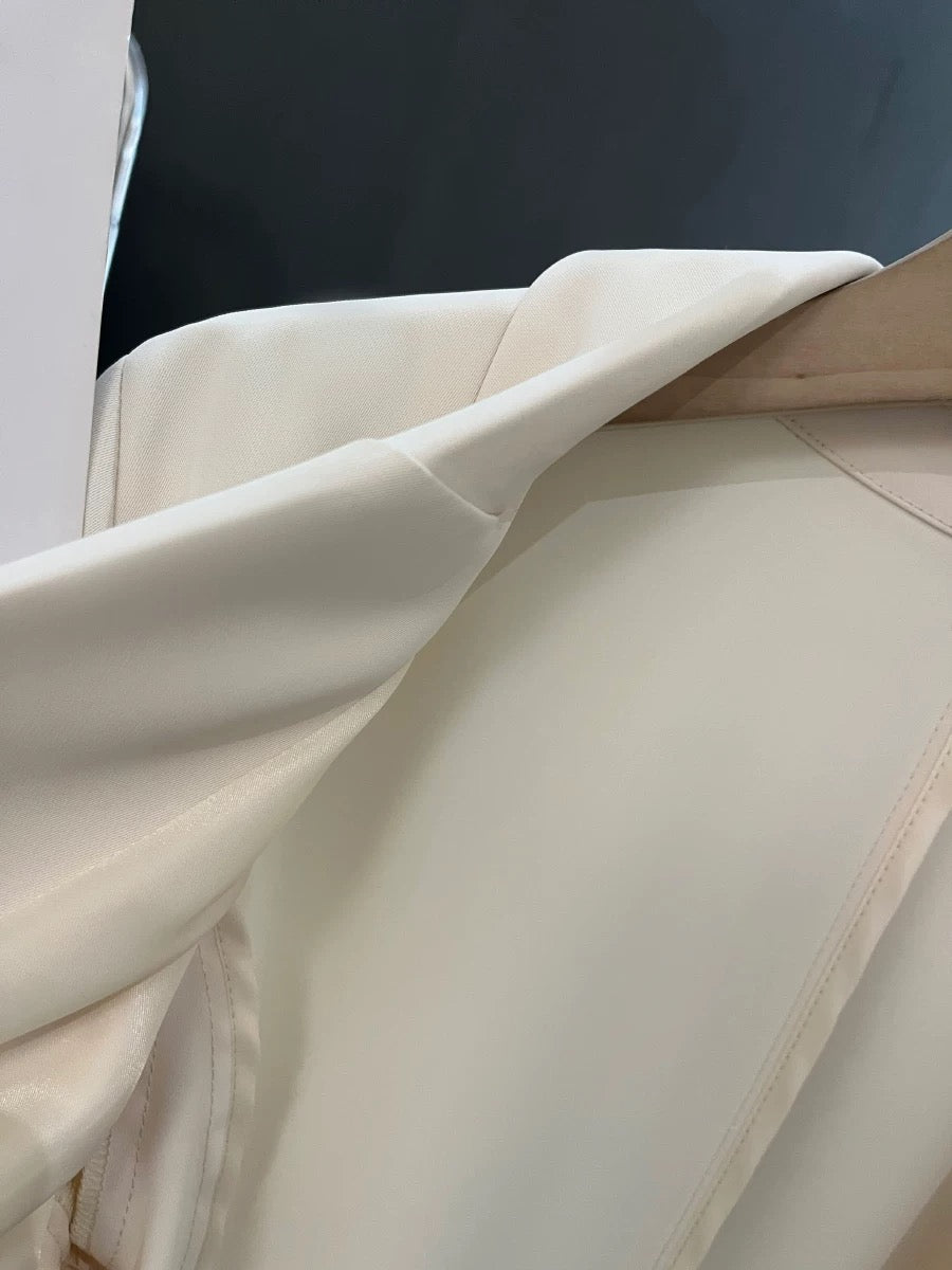 Spring and summer thin beige three-quarter sleeve Korean style suit jacket women 2025 new style one button suit top trend