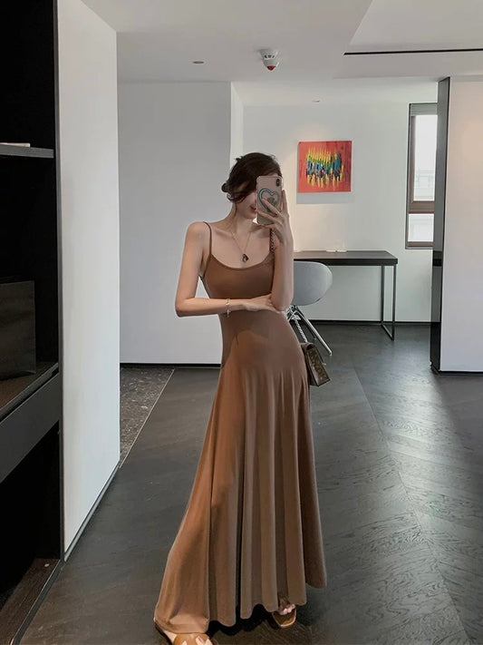 Tongse | Dancer High Elastic Knitted Dress Slim Suspender Skirt Large Hem Slimming Elegant Long Skirt