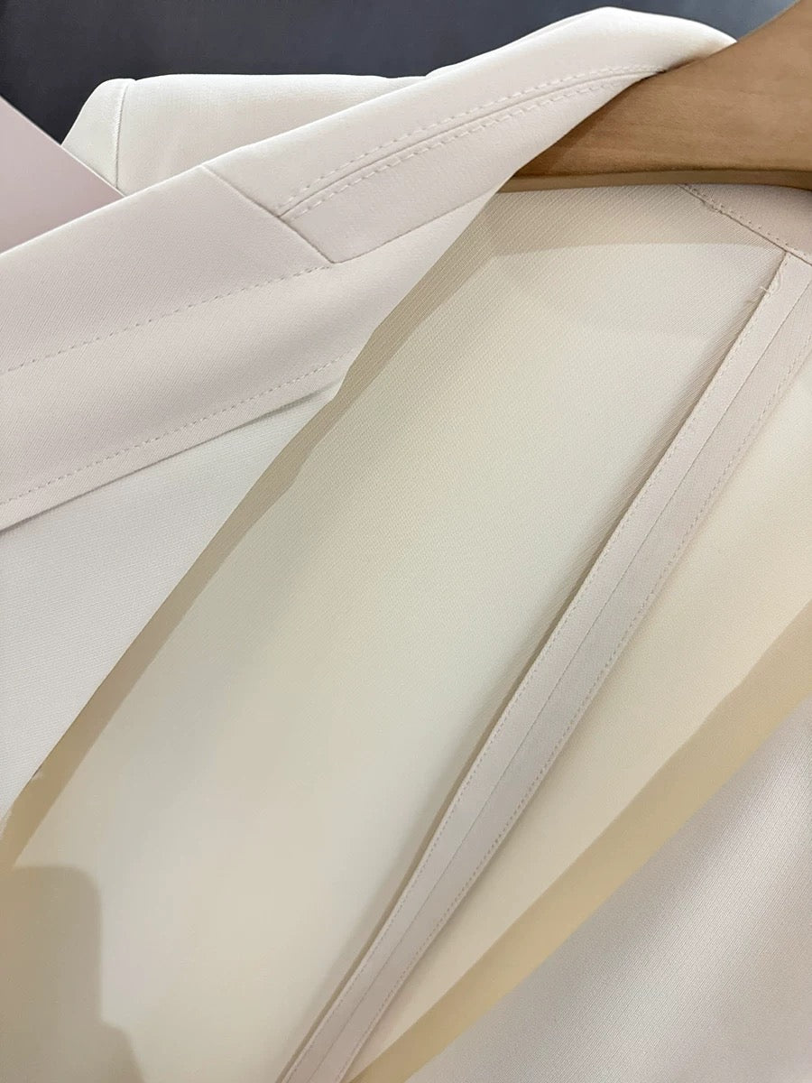 Beige fashionable suit jacket for women 2025 new summer light and gentle style simple commuter suit