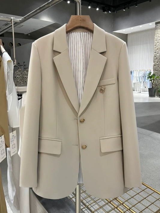 Off-white college style suit jacket for women 2025 spring and autumn new style popular striped suit goddess style uniform