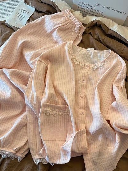 Women's Pink Long-Sleeved Loungewear Set (2026 New Spring Collection) – Soft, Cozy, and Trendy "Lazy-Chic" Style