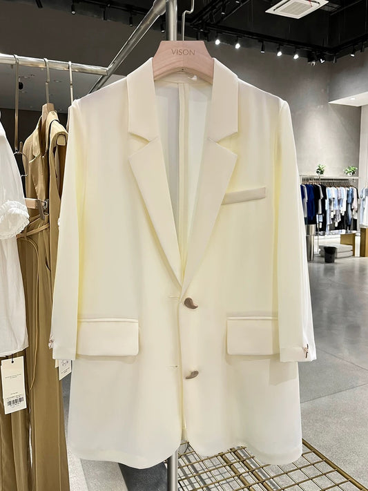 Cream yellow celebrity super good-looking suit jacket female summer thin 2025 new gentle style goddess style suit trend
