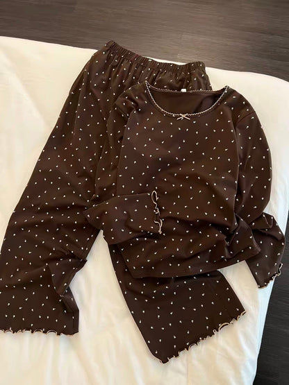 Women's Retro Korean-Style Floral Long-Sleeve Pajama Set – Comfortable, Skin-Friendly Loungewear Suitable for Stepping Out (New for Autumn 2026)