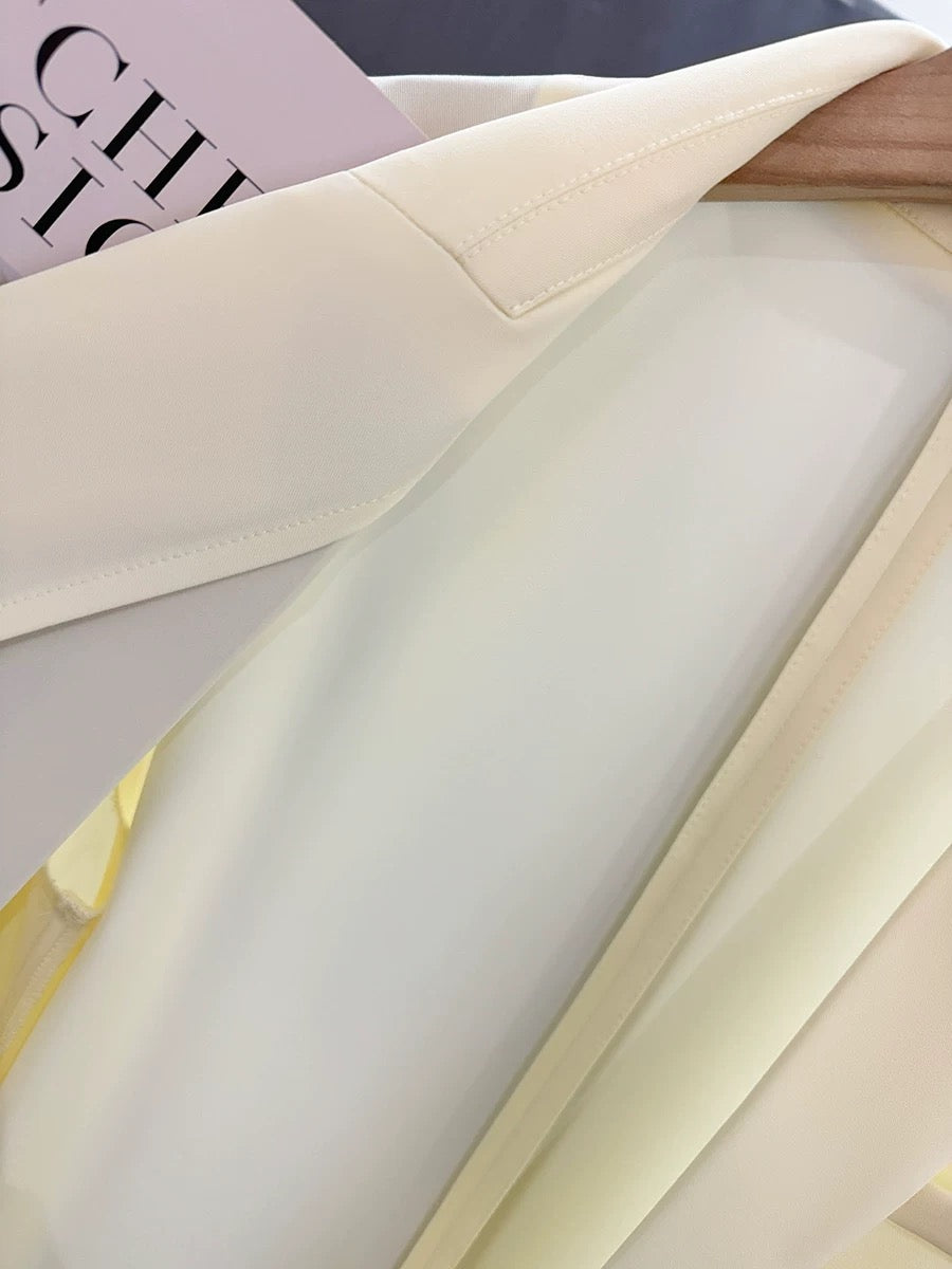 Cream yellow celebrity super good-looking suit jacket female summer thin 2025 new gentle style goddess style suit trend