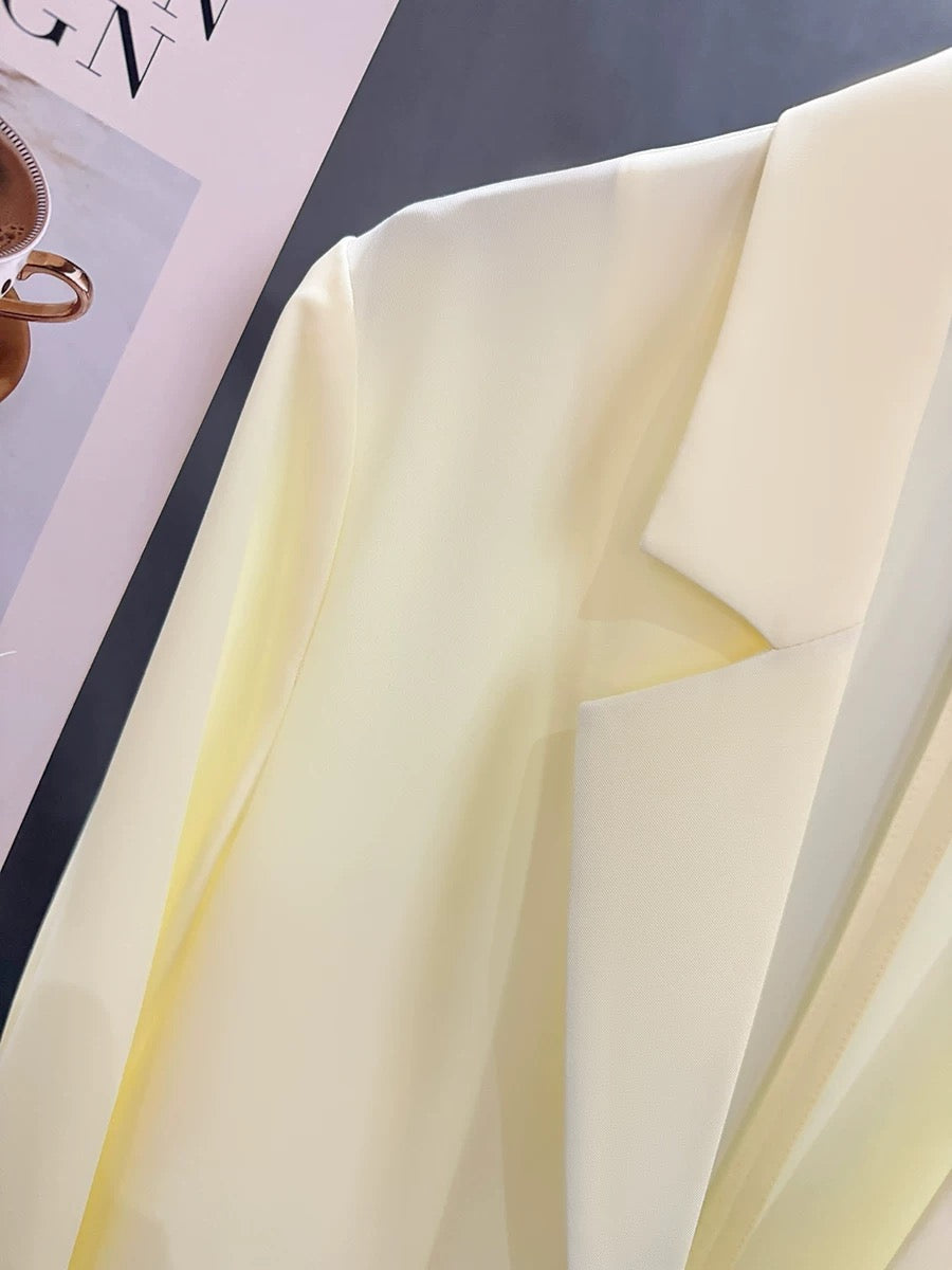 Cream yellow celebrity super good-looking suit jacket female summer thin 2025 new gentle style goddess style suit trend