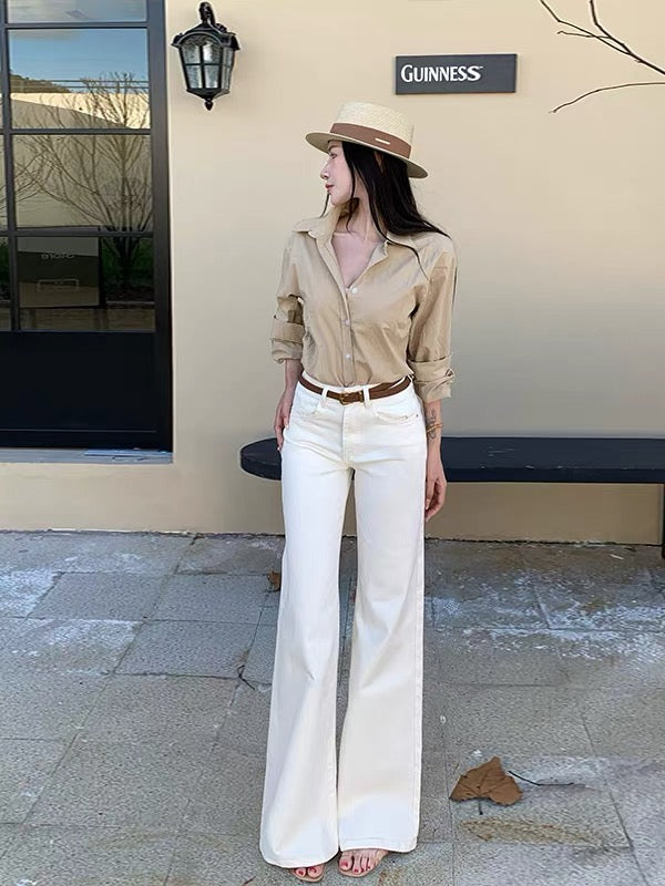 Li Li's Shop: High-waisted, loose-fit, slimming trousers featuring a slight flare and a non-clinging fit—new for Autumn 2026.