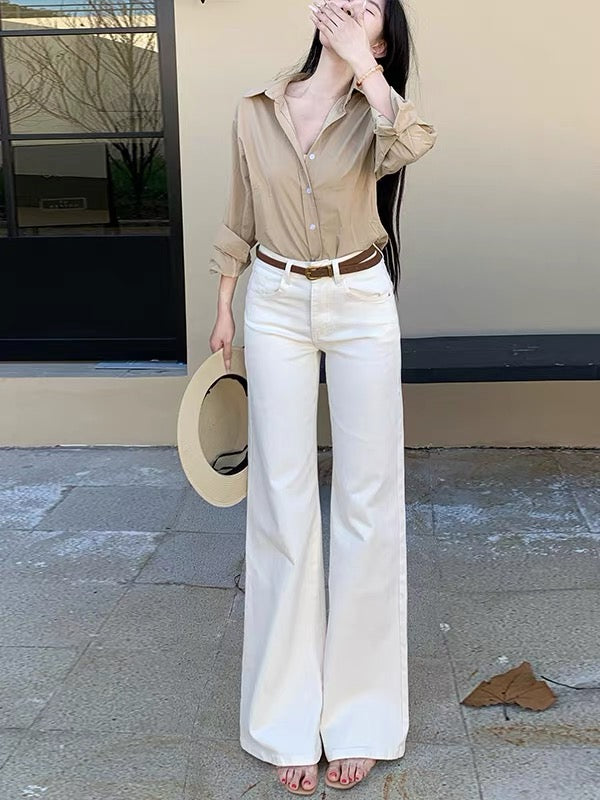 Li Li's Shop: High-waisted, loose-fit, slimming trousers featuring a slight flare and a non-clinging fit—new for Autumn 2026.
