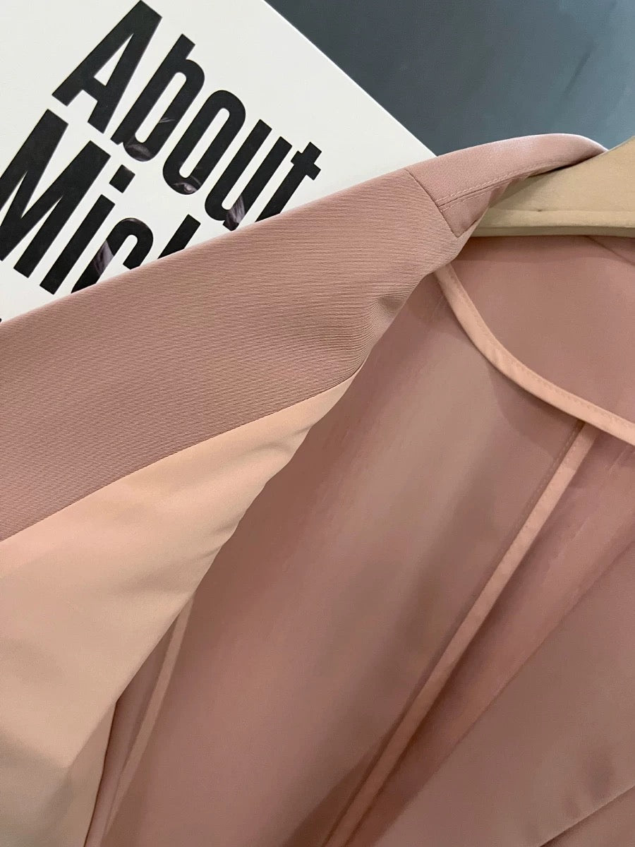 Pink thin three-quarter sleeve professional suit jacket for women 2025 summer new style sweet mature style Hong Kong style suit