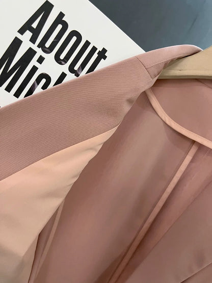 Pink thin three-quarter sleeve professional suit jacket for women 2025 summer new style sweet mature style Hong Kong style suit