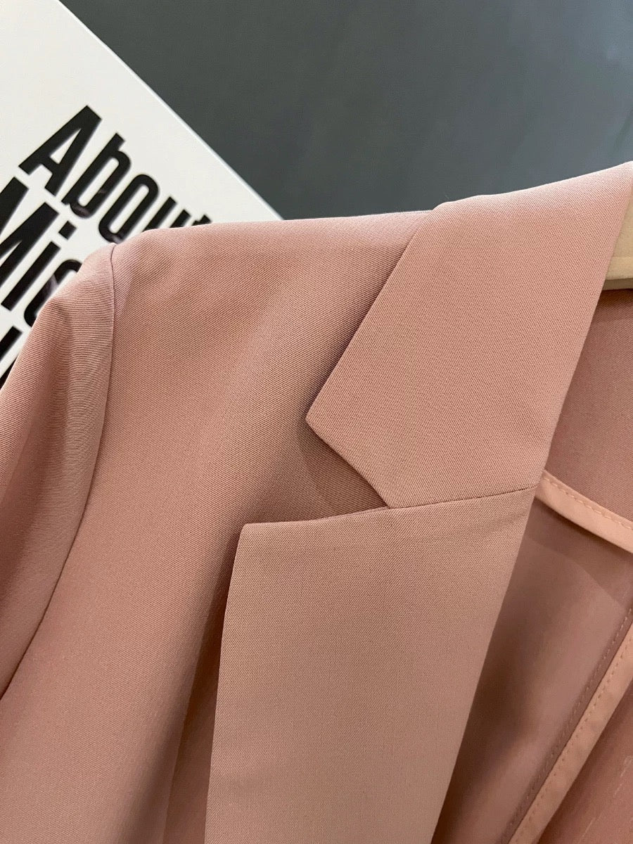 Pink thin three-quarter sleeve professional suit jacket for women 2025 summer new style sweet mature style Hong Kong style suit