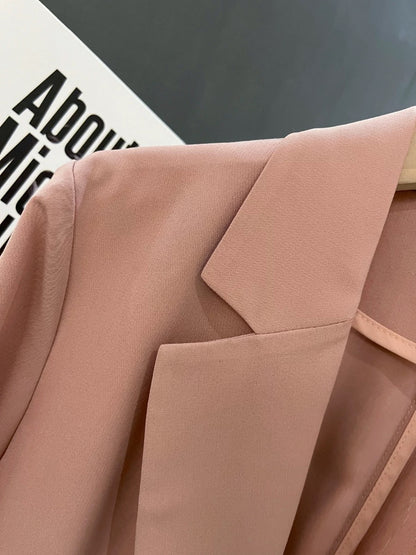Pink thin three-quarter sleeve professional suit jacket for women 2025 summer new style sweet mature style Hong Kong style suit