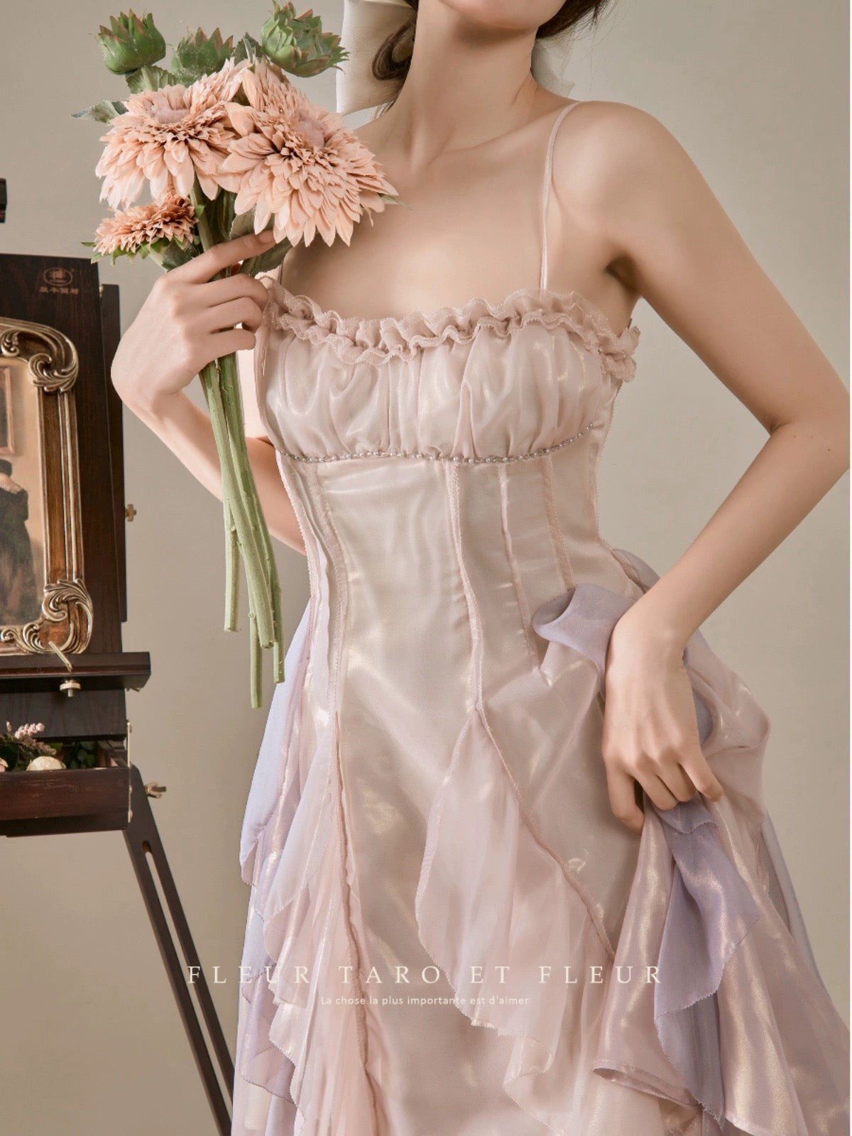 Short front and long back dress fairy gradient French birthday heavy i –  Lee Nhi Boutique