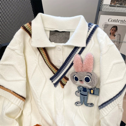Korean preppy style lapel splicing fake two-piece sweater for women in autumn and winter, artistic, foreign style, unique and unique knitted top