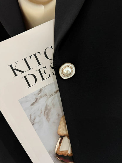 Black Korean style slim suit jacket women 2025 new spring and autumn chic high-end professional goddess style small suit