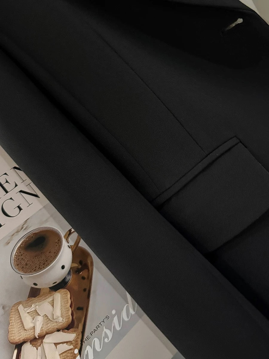Black Korean style slim suit jacket women 2025 new spring and autumn chic high-end professional goddess style small suit