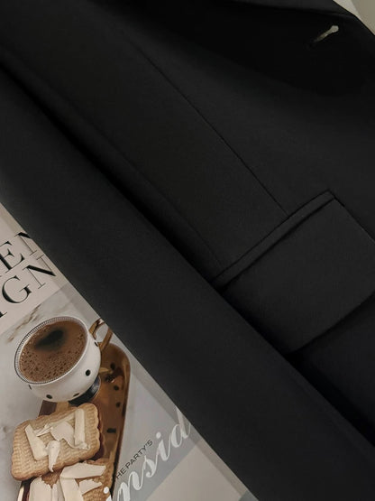 Black Korean style slim suit jacket women 2025 new spring and autumn chic high-end professional goddess style small suit