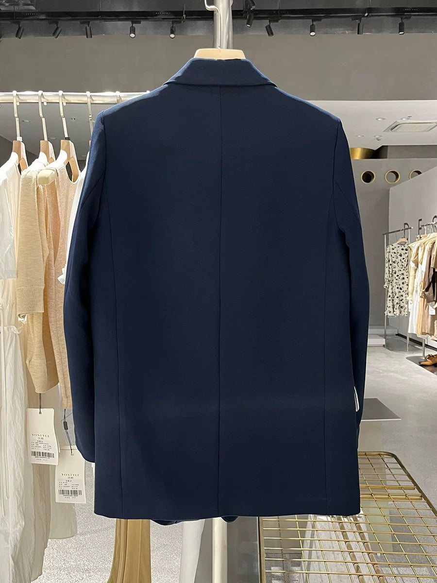 Navy blue suit jacket for women 2025 spring and autumn new retro college style Korean version of casual temperament professional suit