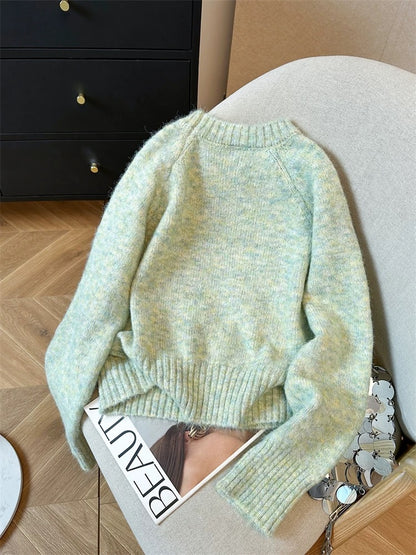 Japanese sweet bear bow wool sweater for women 2024 autumn and winter new raccoon velvet soft and waxy inner sweater