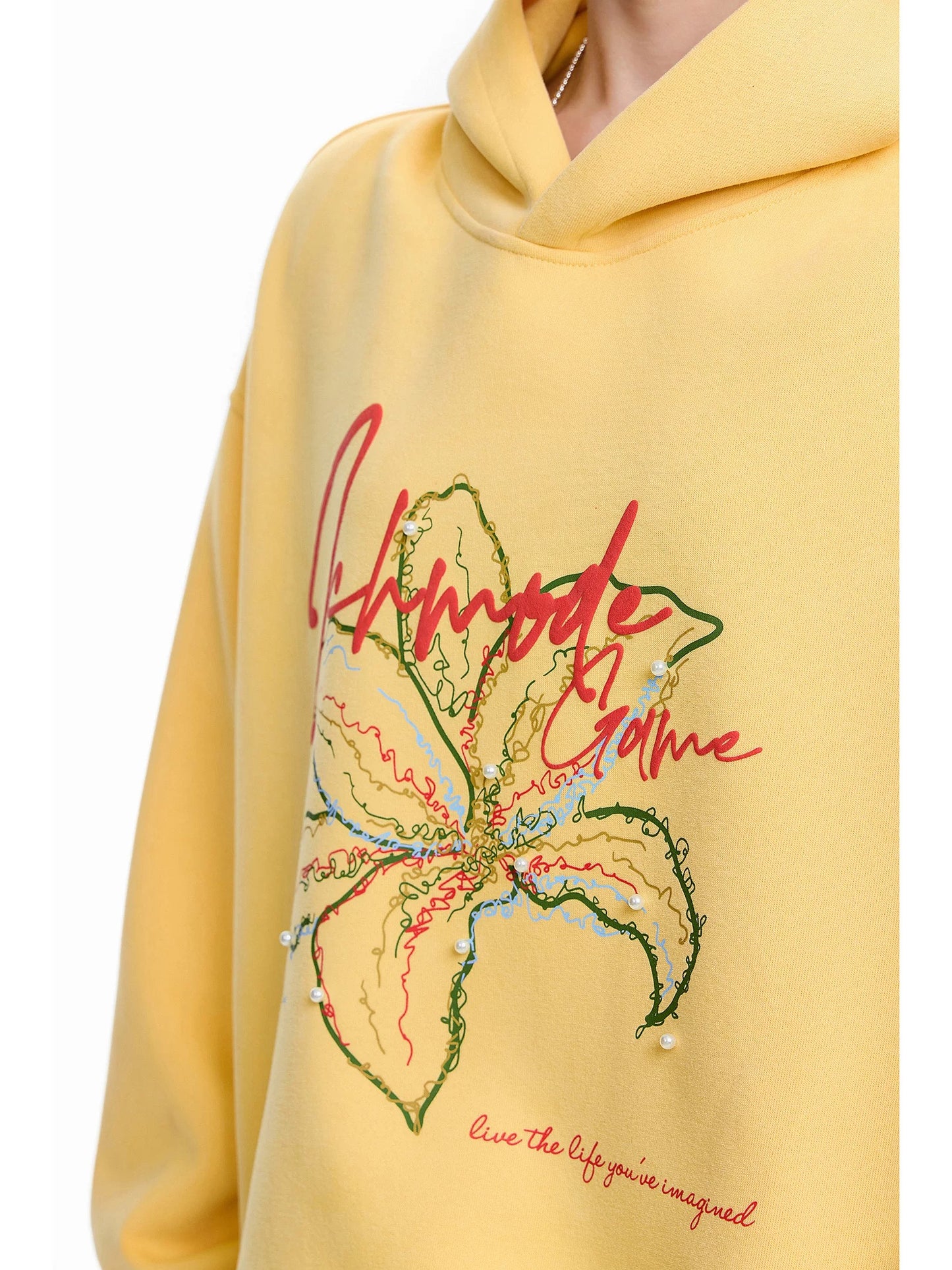 ICH MODE Floral Design American Trendy Hooded Sweatshirt, Loose Fit, Retro Style, Niche High Street Autumn Jacket