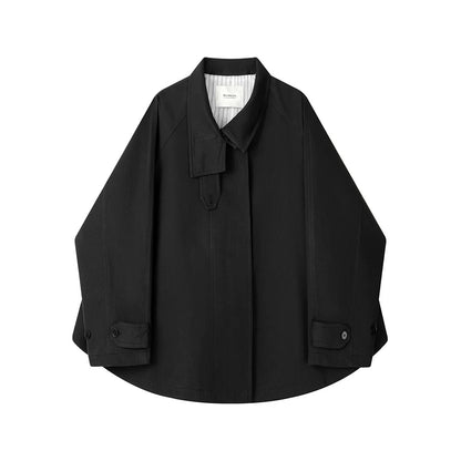 XinmonLee retro niche stand-up collar temperament cloak windbreaker jacket design loose casual top autumn