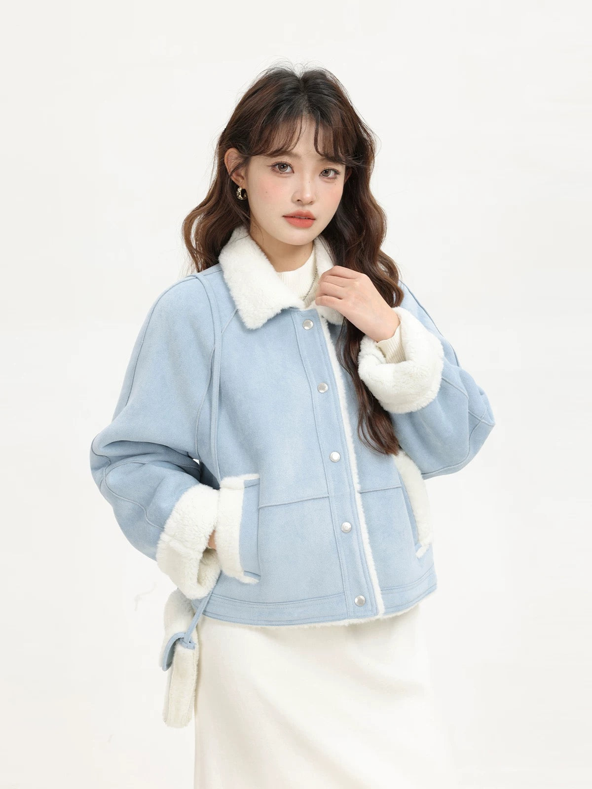 XinmonLee Korean version of the temperament lamb fur fur coat winter plus velvet high-grade suede jacket