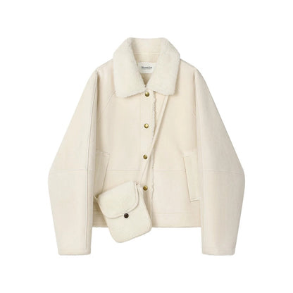 XinmonLee Korean version of the temperament lamb fur fur coat winter plus velvet high-grade suede jacket
