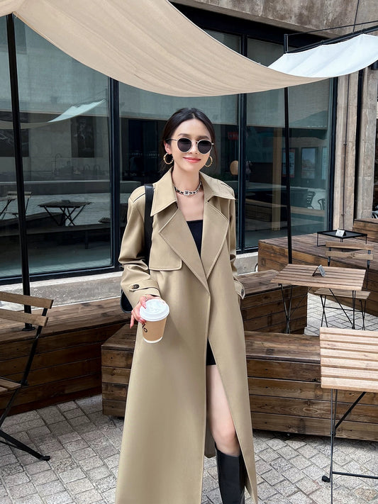 High-end khaki trench coat women's mid-length 2024 new spring and autumn Korean style British style coat