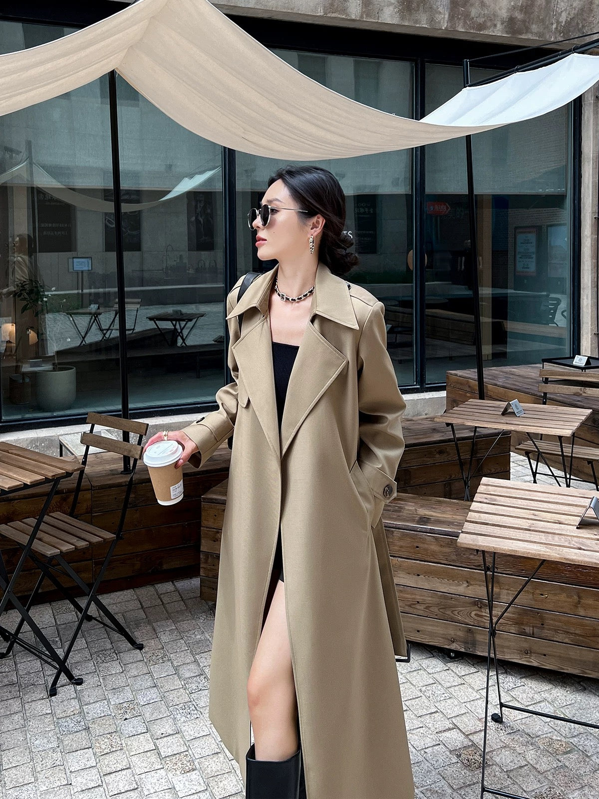 High-end khaki trench coat women's mid-length 2024 new spring and autumn Korean style British style coat