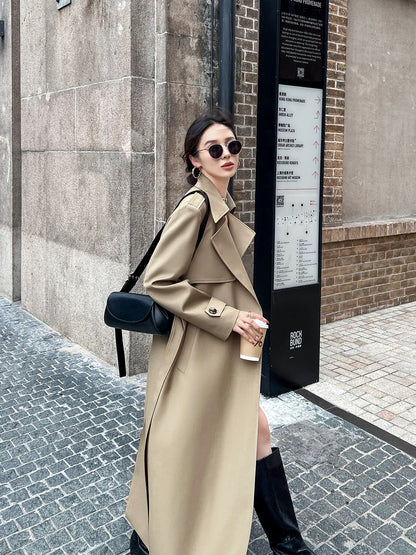 High-end khaki trench coat women's mid-length 2024 new spring and autumn Korean style British style coat