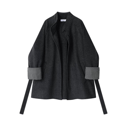XinmonLee temperament mid-length autumn and winter new style stand-up collar woolen coat Korean style foreign style age-reducing versatile coat