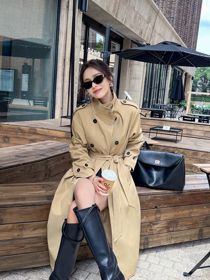 Windbreaker coat women's mid-length spring and autumn 2024 new popular small British style high-end temperament coat