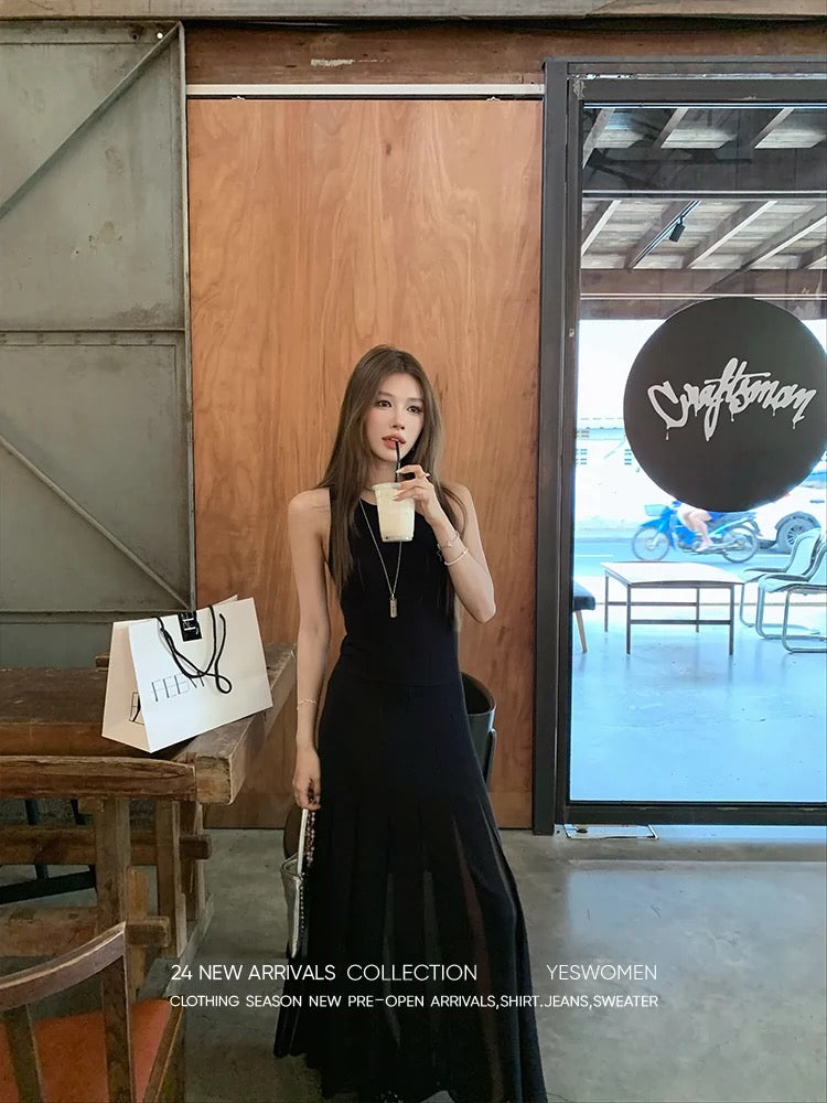 Xiaoyi Customized Mermaid Skirt·Strap Dress Design Niche Sleeveless Knitted Vest Skirt Long Skirt Summer