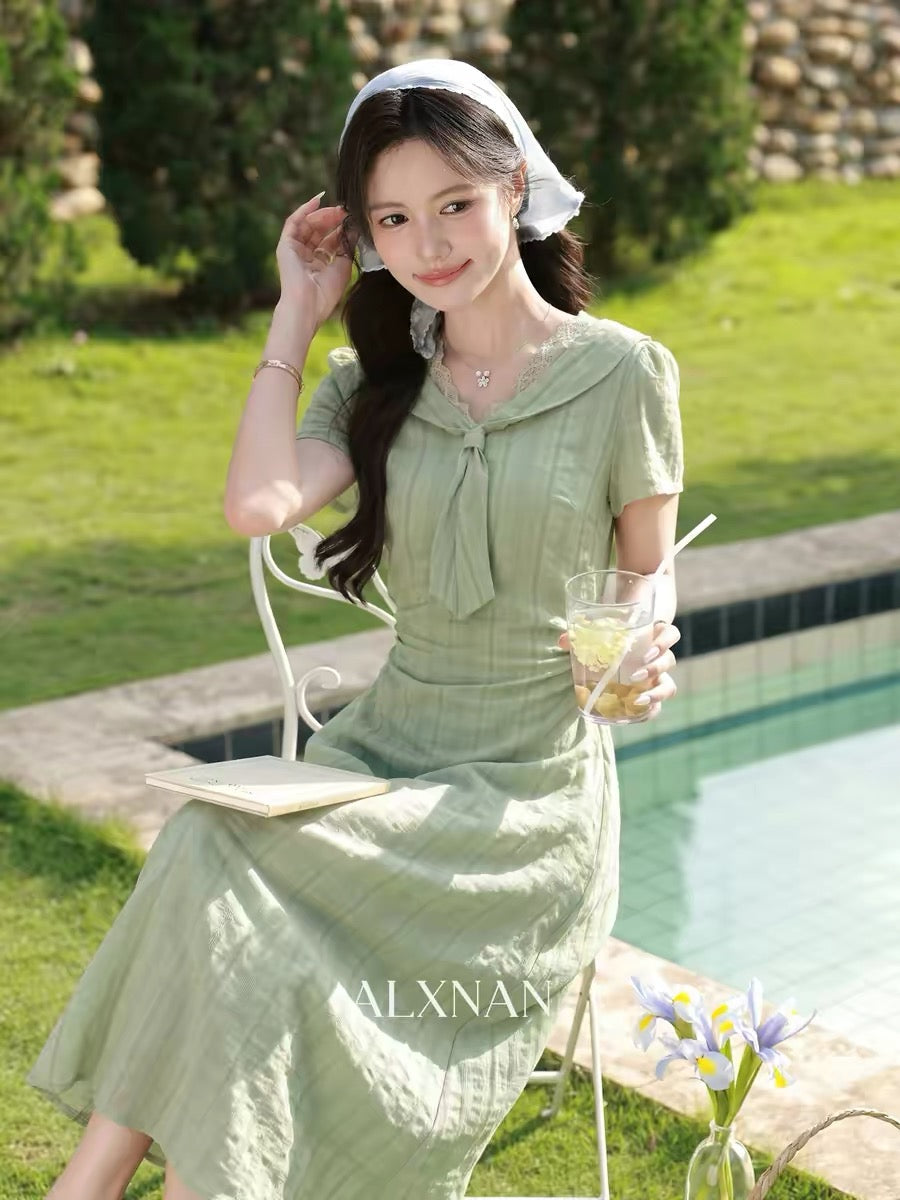 Lu Xiangnan's "Coconut Grove Summer" Korean Style Gentle Summer Women's Green Fresh and Slimming Dress