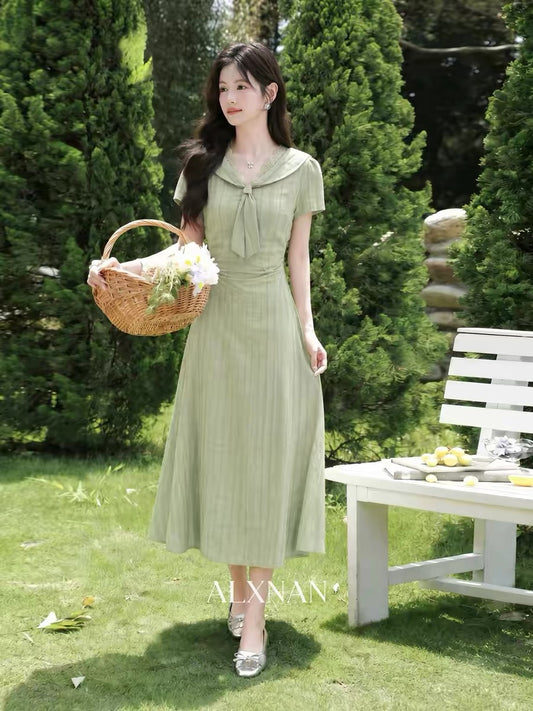 Lu Xiangnan's "Coconut Grove Summer" Korean Style Gentle Summer Women's Green Fresh and Slimming Dress
