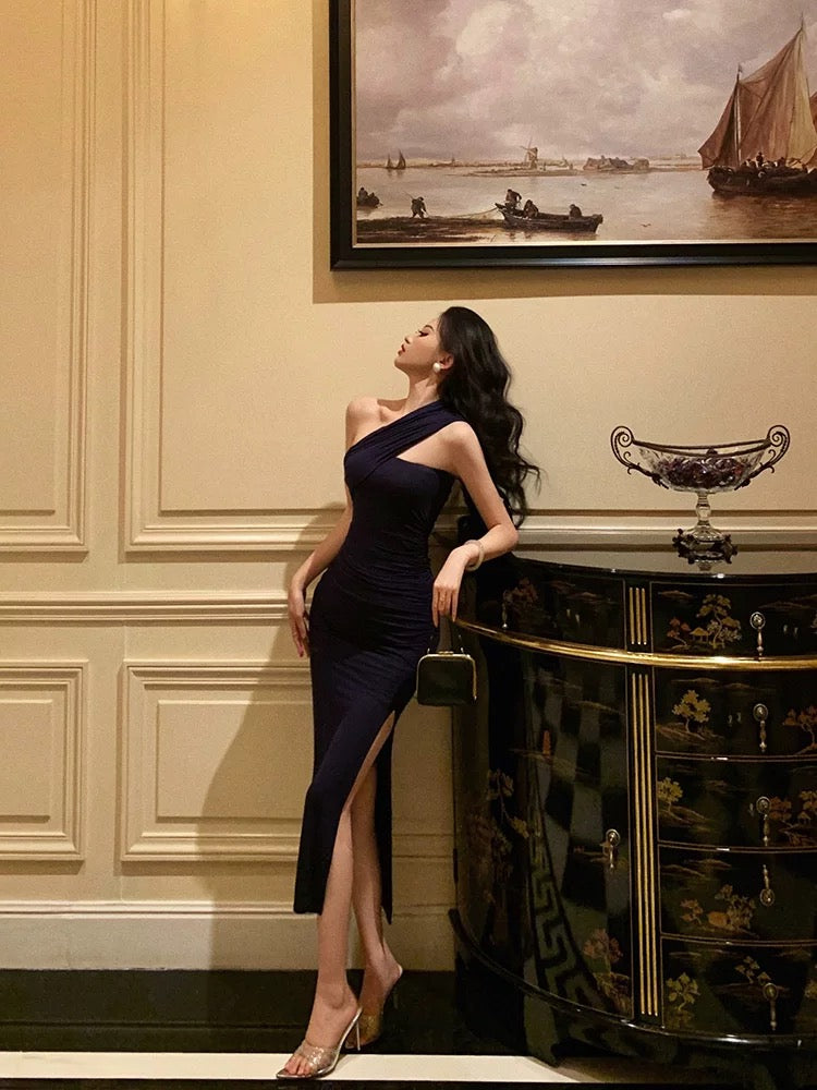 korean off shoulder dress Gft sTudio [South Korean noblewoman] original design elastic tight hip –  Lee Nhi Boutique