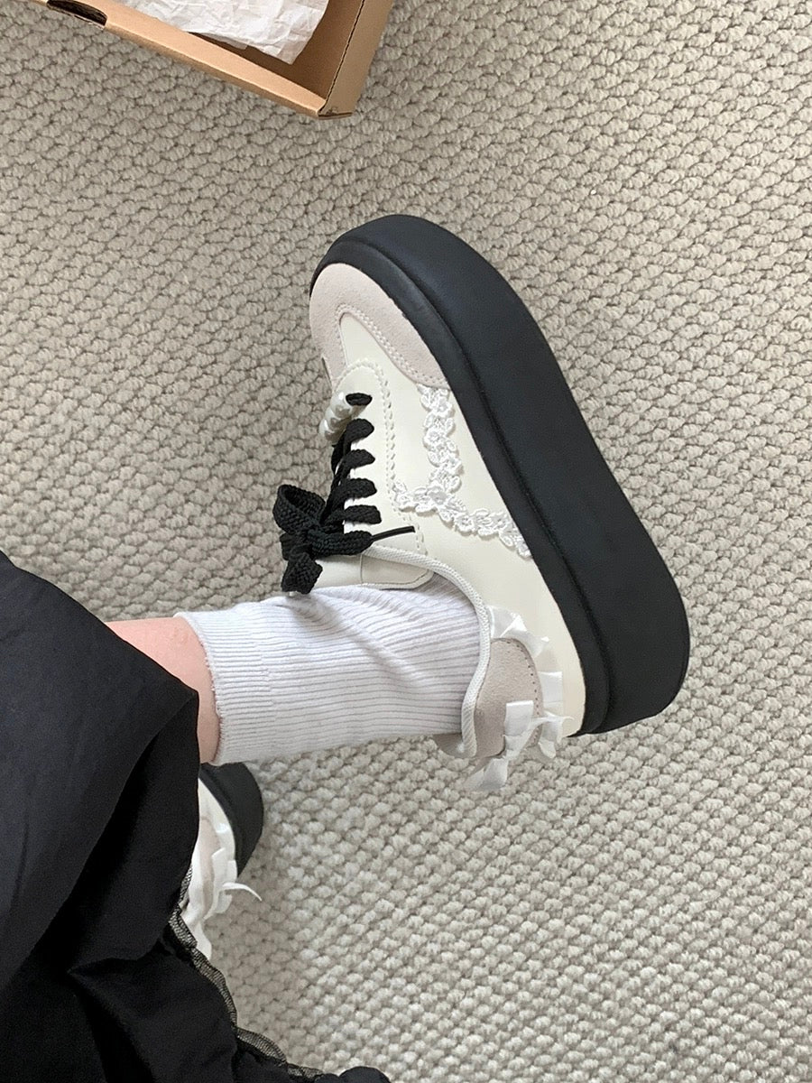 South in the south retro heightening thick-soled moral training shoes for women 2024 new spring and autumn students light and versatile white shoes
