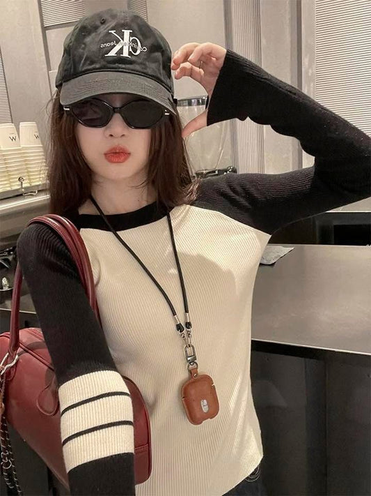 Women's sweater long-sleeved bottoming shirt autumn 2025 new round neck slim fit inner wear popular knitted sweater top