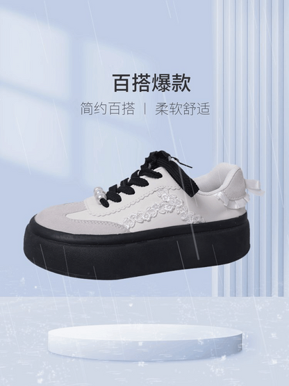South in the south retro heightening thick-soled moral training shoes for women 2024 new spring and autumn students light and versatile white shoes